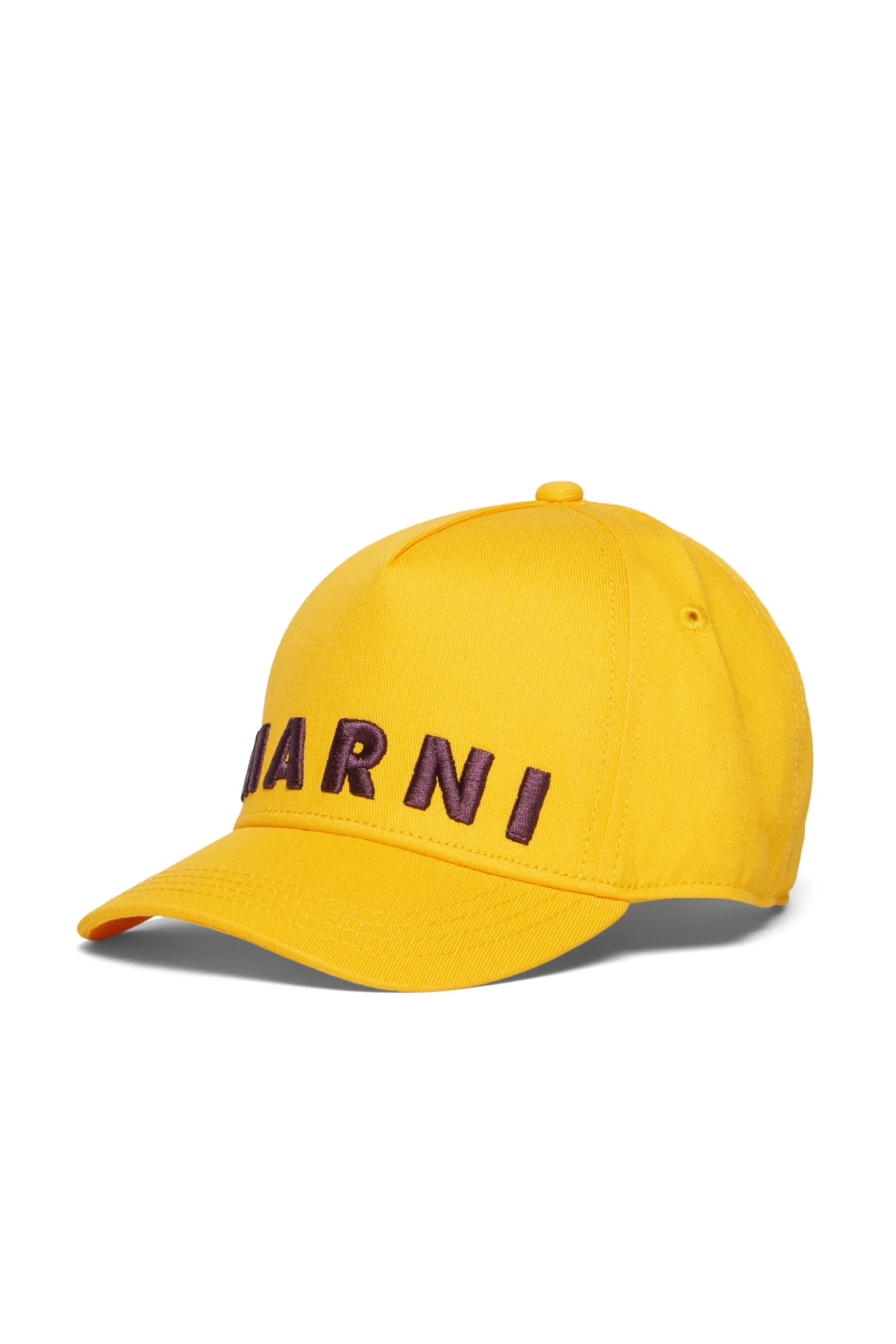 Hats And Caps | Logomania>MARNI Branded gabardine baseball cap intense yellow