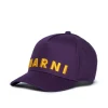 Hats And Caps | Logomania>MARNI Branded gabardine baseball cap violet
