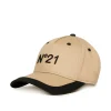 Hats And Caps | Logomania>N°21 Branded gabardine baseball cap sand