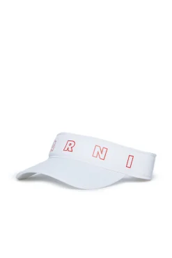 Hats And Caps | Logomania>MARNI Branded gabardine visor with Outline logo white