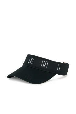Hats And Caps | Logomania>MARNI Branded gabardine visor with Outline logo black
