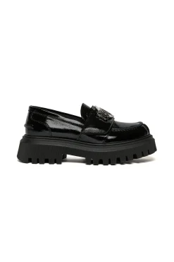 Boots And Combat Boots | Boots And Combat Boots>DSQUARED2 Branded glazed leather loafers black