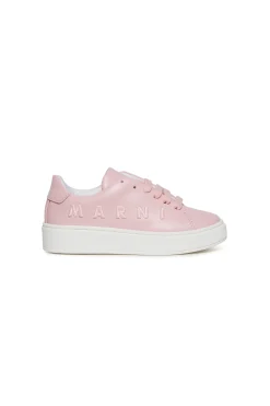 Sneakers | Sneakers>MARNI Branded leather low trainers pink