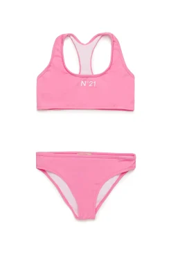 Swimwear | Logomania>N°21 Branded lycra bikini swimsuit pink