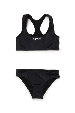 Swimwear>N°21 Branded lycra bikini swimsuit black