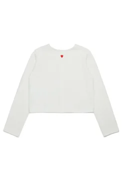 Knitwear | Party Looks>MAX&Co. Cardigan-pullover with embroidered heart antique white
