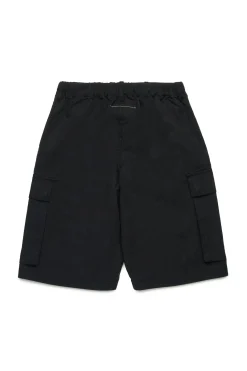 Shorts | Shorts>MM6 MAISON MARGIELA Cargo shorts branded with Numeric logo black