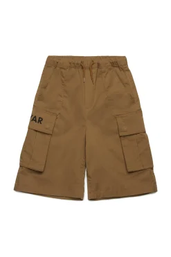 Shorts | Shorts>MYAR Cargo shorts in deadstock fabric with logo brown