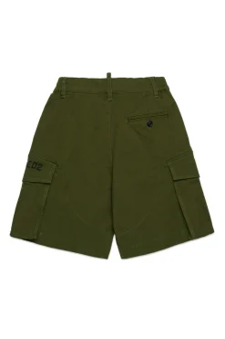 Shorts>DSQUARED2 Cargo shorts with Passport graphics dark olive green