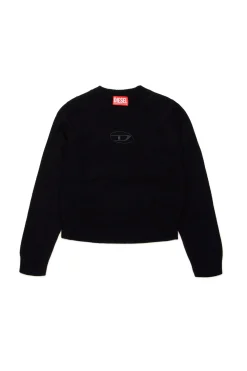 Knitwear>DIESEL Cashmere-blend plain knitted pullover black