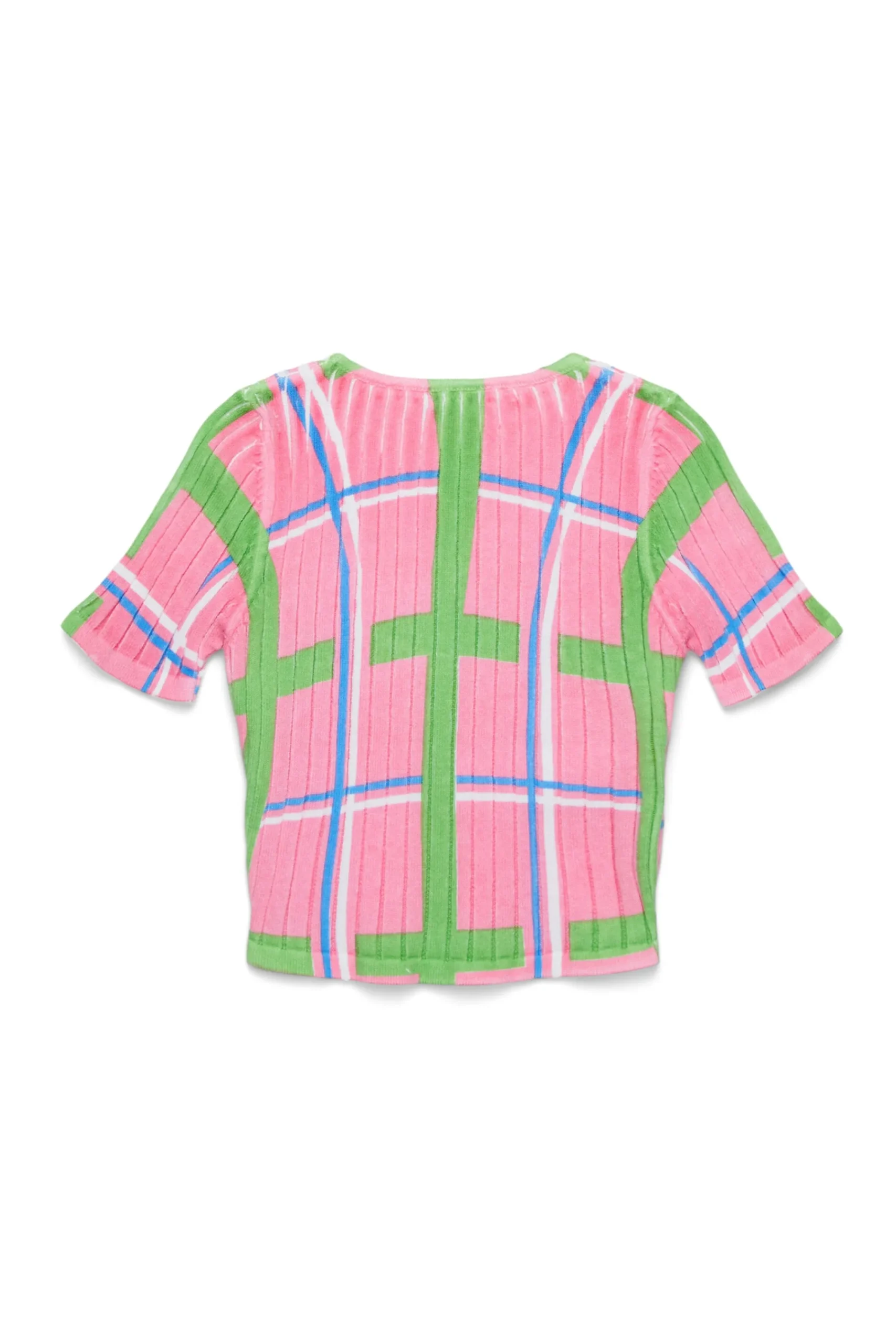 Knitwear>MARNI Check allover ribbed knit top begonia pink