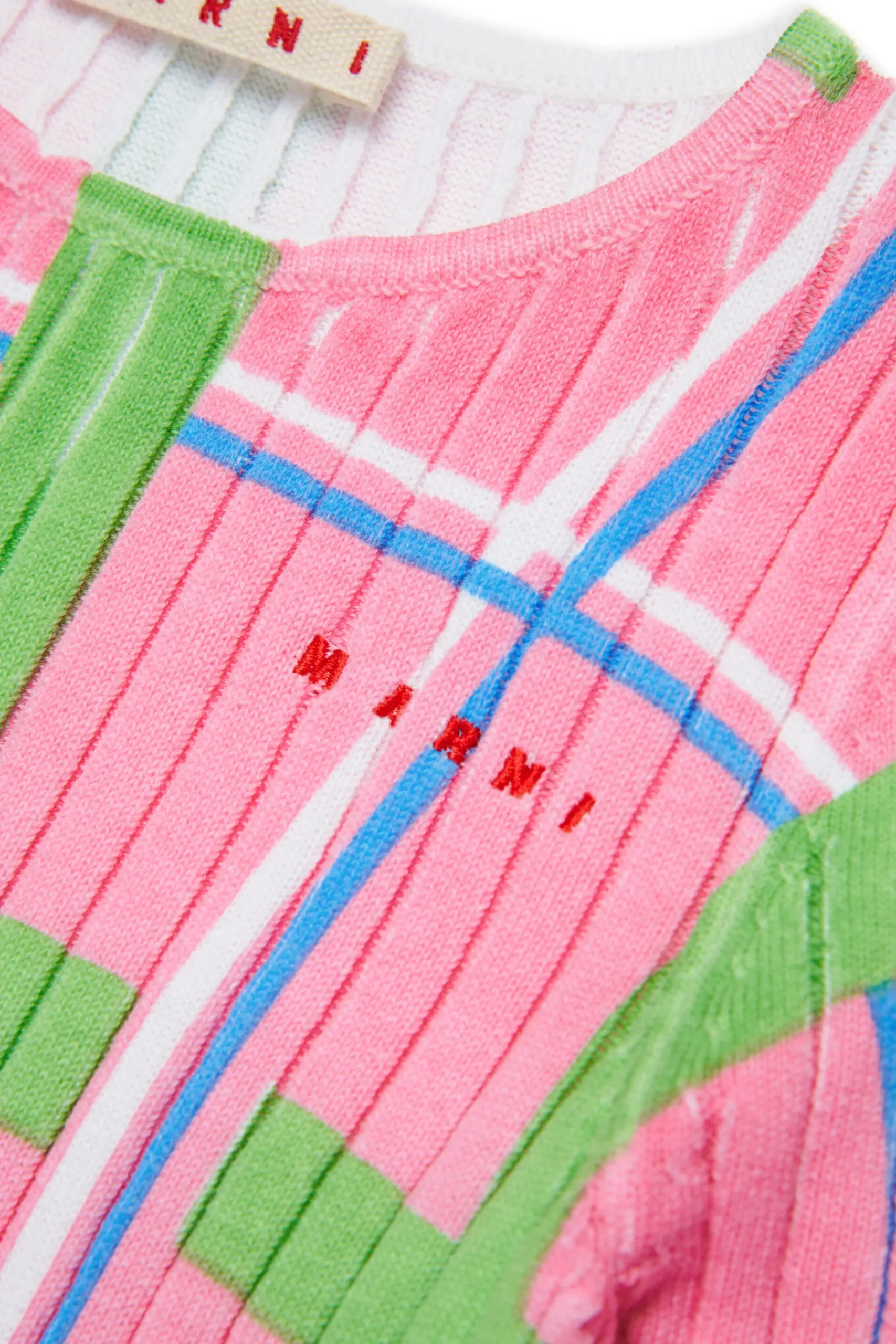 Knitwear>MARNI Check allover ribbed knit top begonia pink
