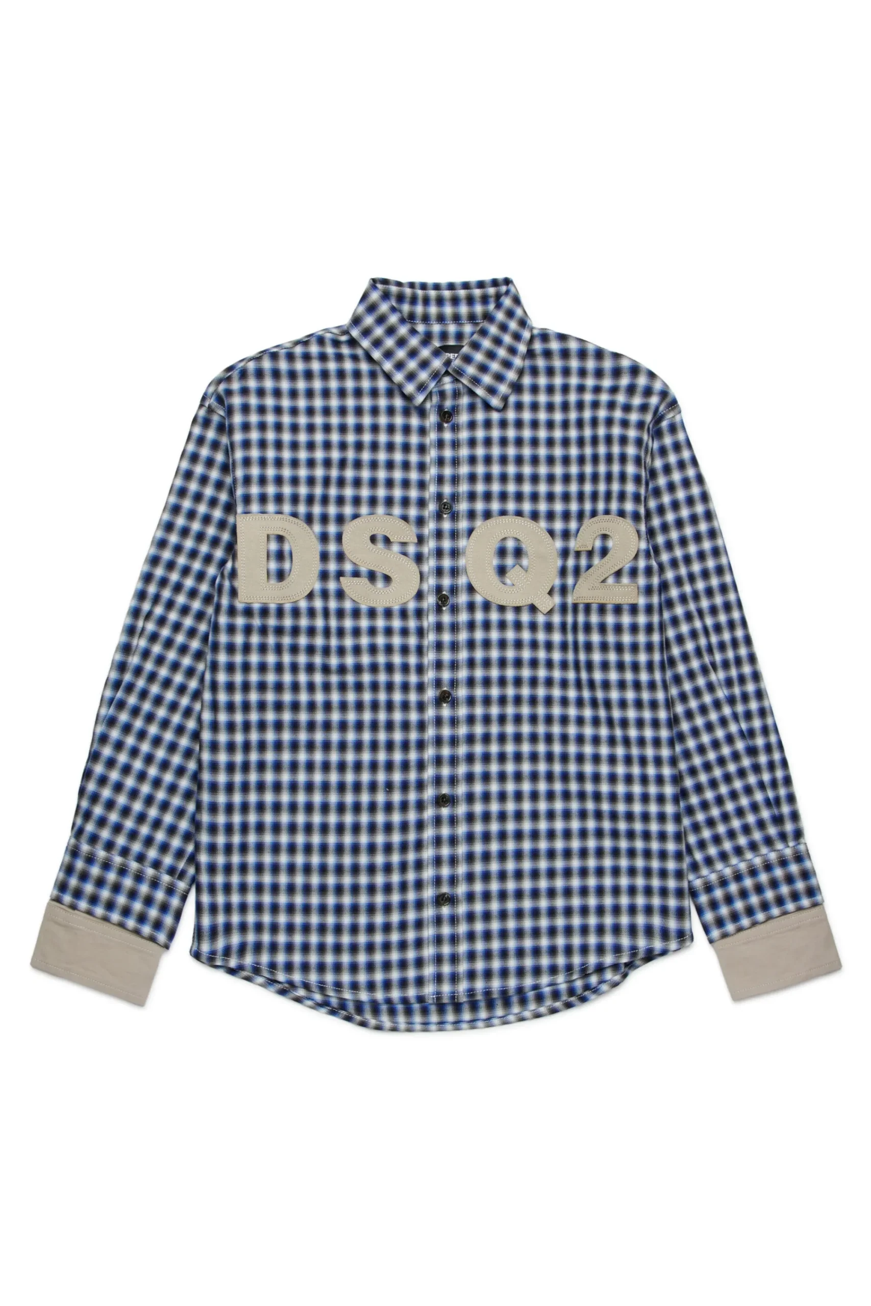 Logomania | Logomania>DSQUARED2 Check allover shirt with DSQ2 logo blue surf the web