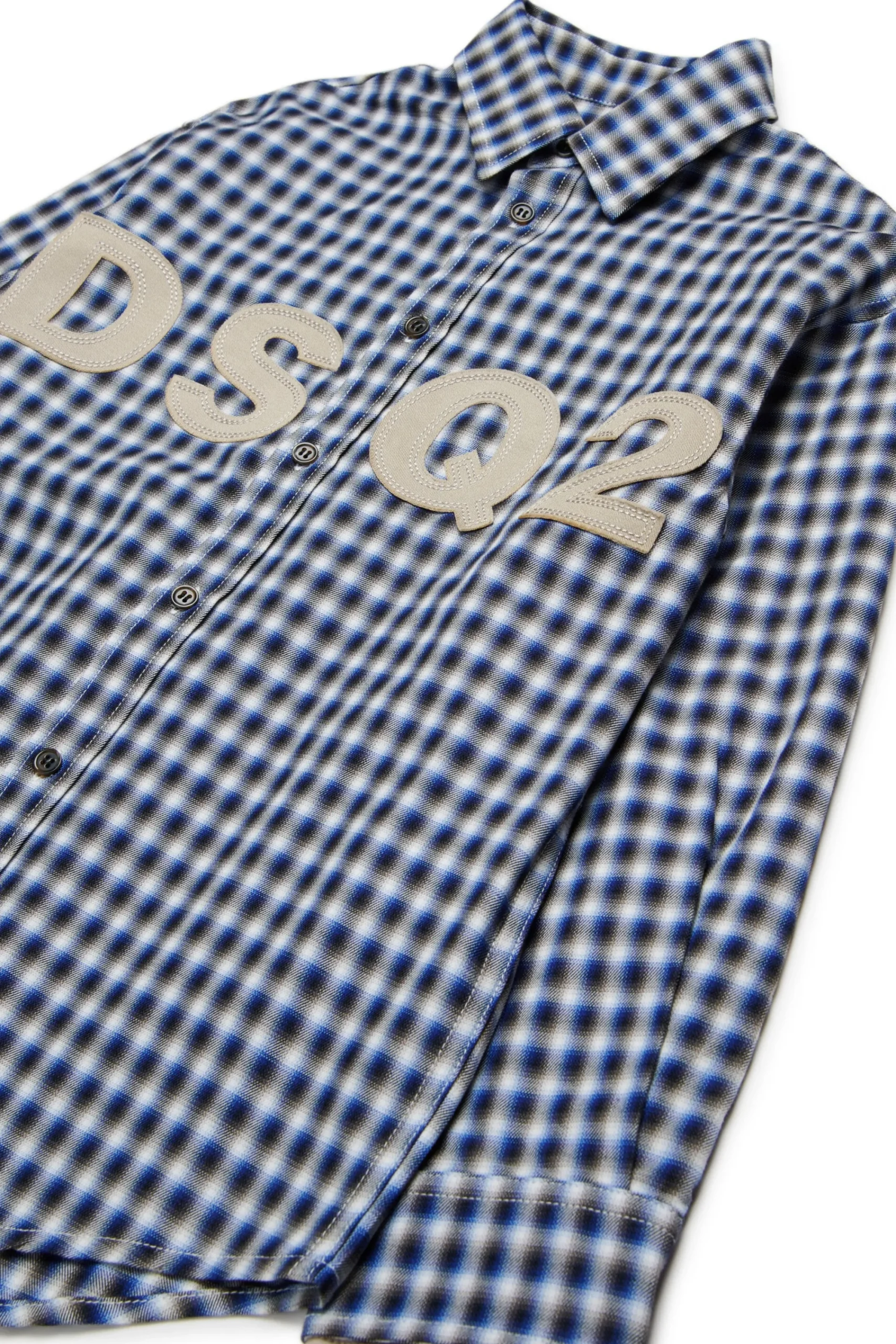 Logomania | Logomania>DSQUARED2 Check allover shirt with DSQ2 logo blue surf the web