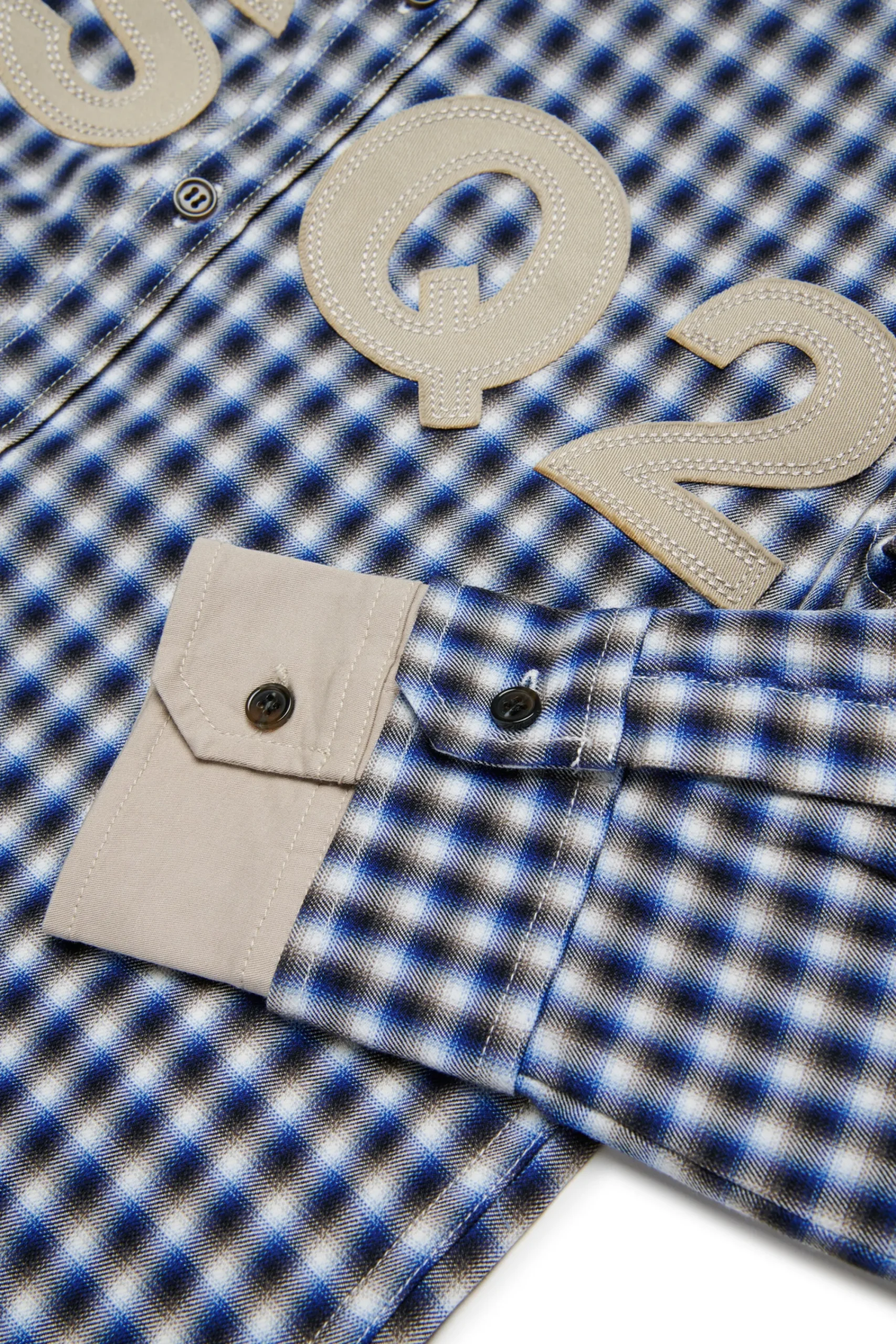 Logomania | Logomania>DSQUARED2 Check allover shirt with DSQ2 logo blue surf the web