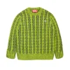 Knitwear | Knitwear>DIESEL Chenille-blend pullover with braids and ribbing slime green