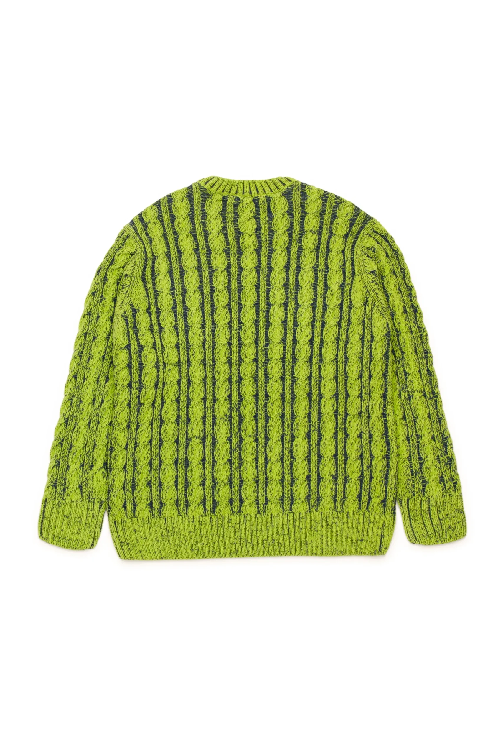 Knitwear | Knitwear>DIESEL Chenille-blend pullover with braids and ribbing slime green