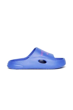 Logomania | Logomania>DIESEL Chuncky D branded slide slippers bright bluette