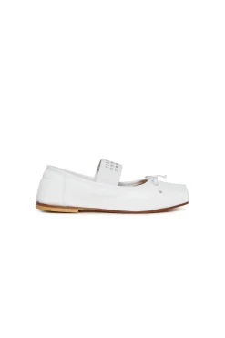 Slippers And Sandals | Slippers And Sandals>MM6 MAISON MARGIELA Classic leather ballet shoes with Numeric logo white