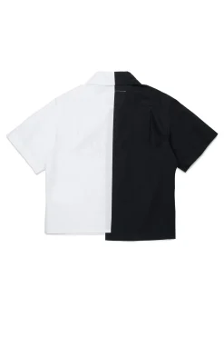Shirts | Logomania>MM6 MAISON MARGIELA Colorblock poplin re-cut shirt black