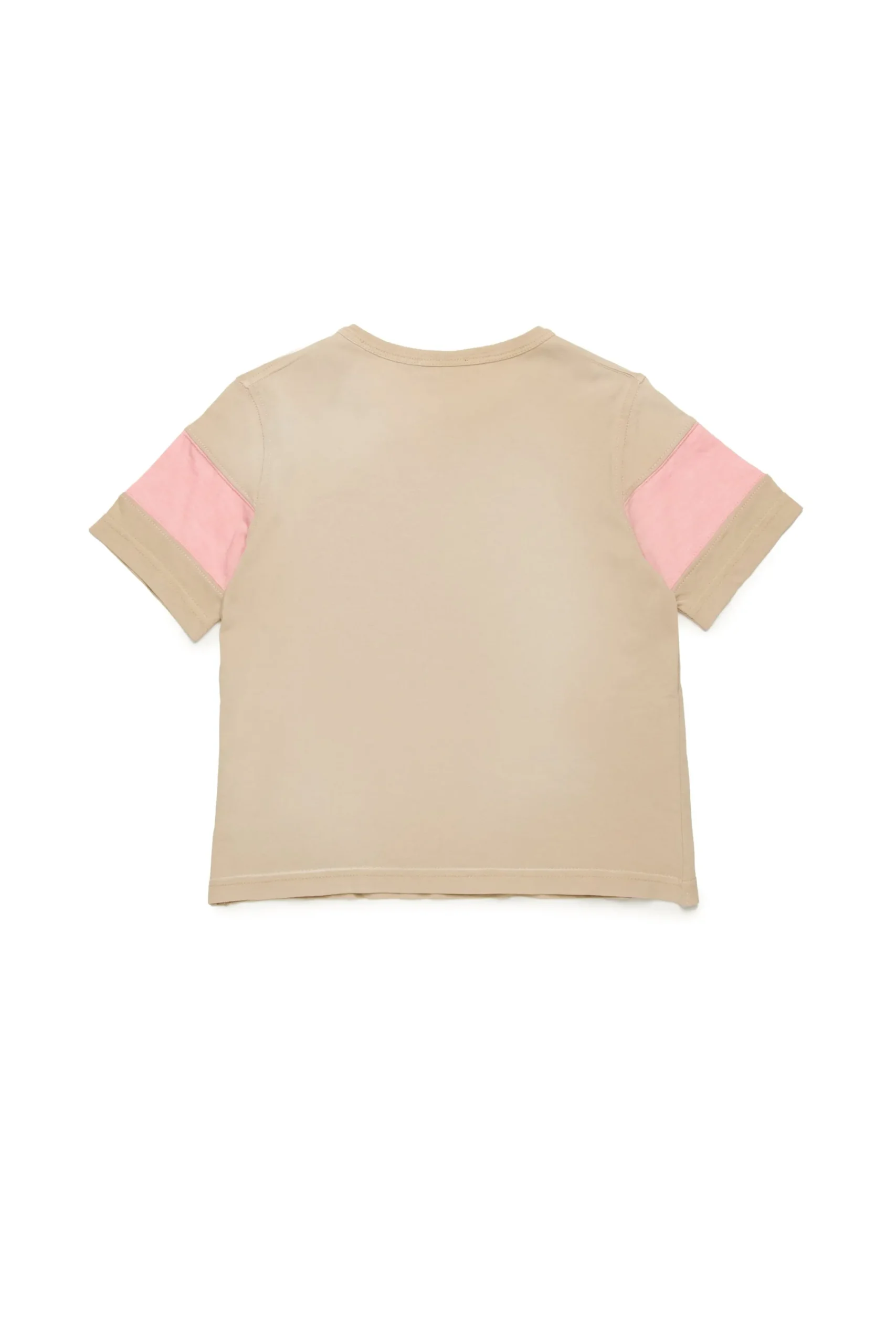 T-Shirts | Logomania>DIESEL Colorblock T-shirt with graphics beige
