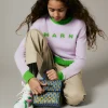 Knitwear | Logomania>MARNI Colorblock wool-cashmere blend crew-neck sweater camellia rose