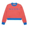 Knitwear | Logomania>MARNI Colorblock wool-cashmere blend crew-neck sweater begonia pink