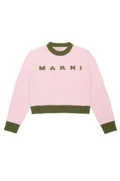 Knitwear>MARNI Colorblock wool-cashmere blend crew-neck sweater antique lilac pink