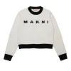 Knitwear | Logomania>MARNI Colorblock wool-cashmere blend crew-neck sweater natural white