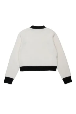 Knitwear | Logomania>MARNI Colorblock wool-cashmere blend crew-neck sweater natural white