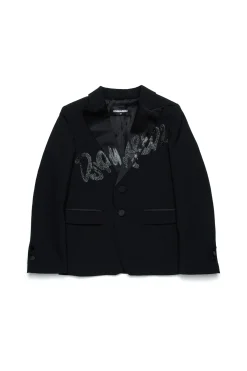 Jackets And Padded Jackets | Party Looks>DSQUARED2 Cool wool blazer jacket black