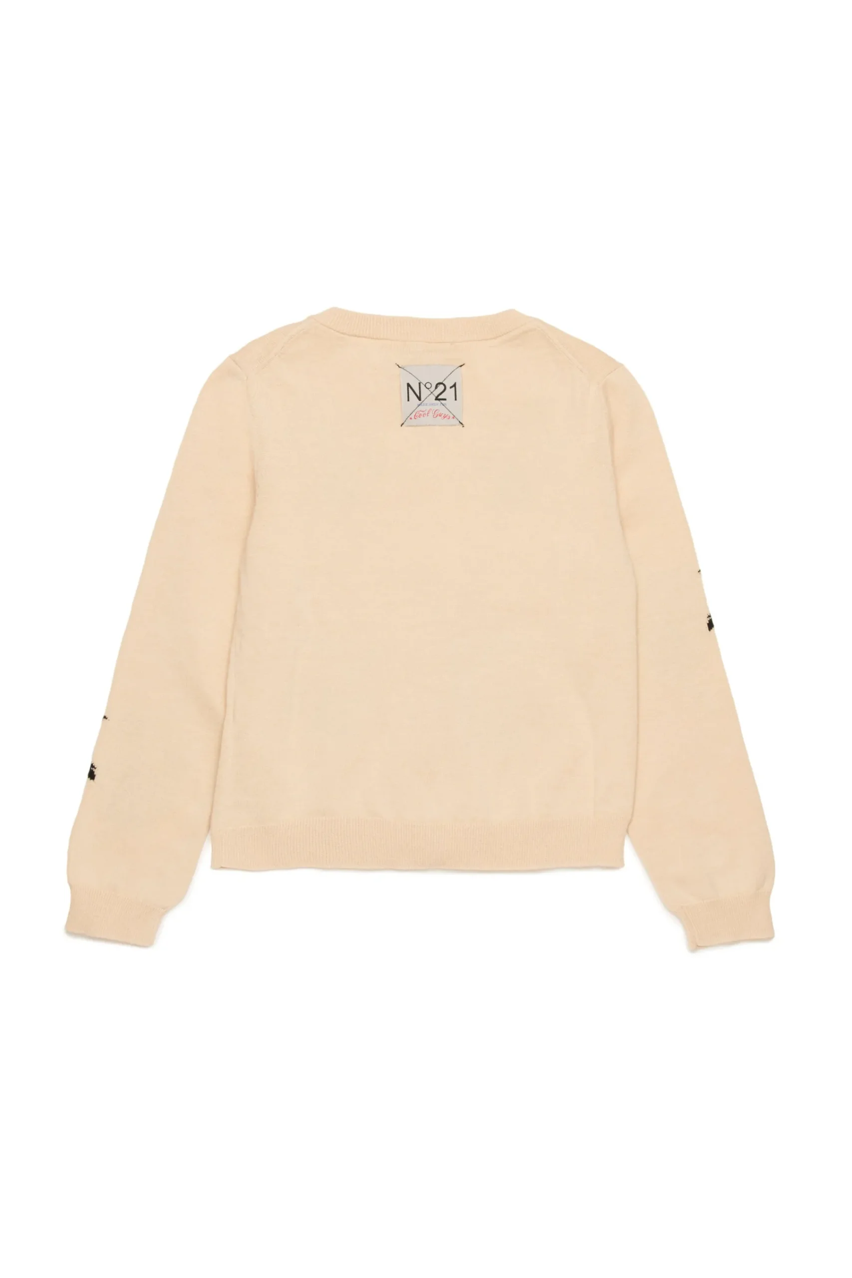 Knitwear>N°21 Cotton cardigan with inlay Palm trees creamy white