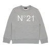Sweatshirts | Activewear>N°21 Cotton crew-neck sweatshirt with logo grey melange