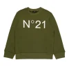 Sweatshirts | Activewear>N°21 Cotton crew-neck sweatshirt with logo military green