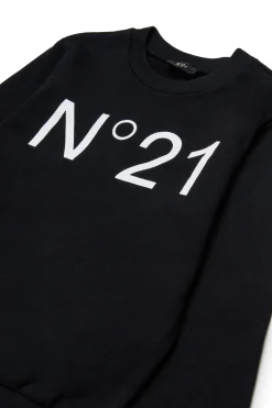 Sweatshirts | Sweatshirts>N°21 Cotton crew-neck sweatshirt with logo black