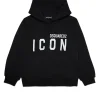 Sweatshirts | Sweatshirts>DSQUARED2 Cotton hooded sweatshirt with logo Icon black