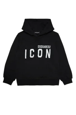 Sweatshirts | Sweatshirts>DSQUARED2 Cotton hooded sweatshirt with logo Icon black