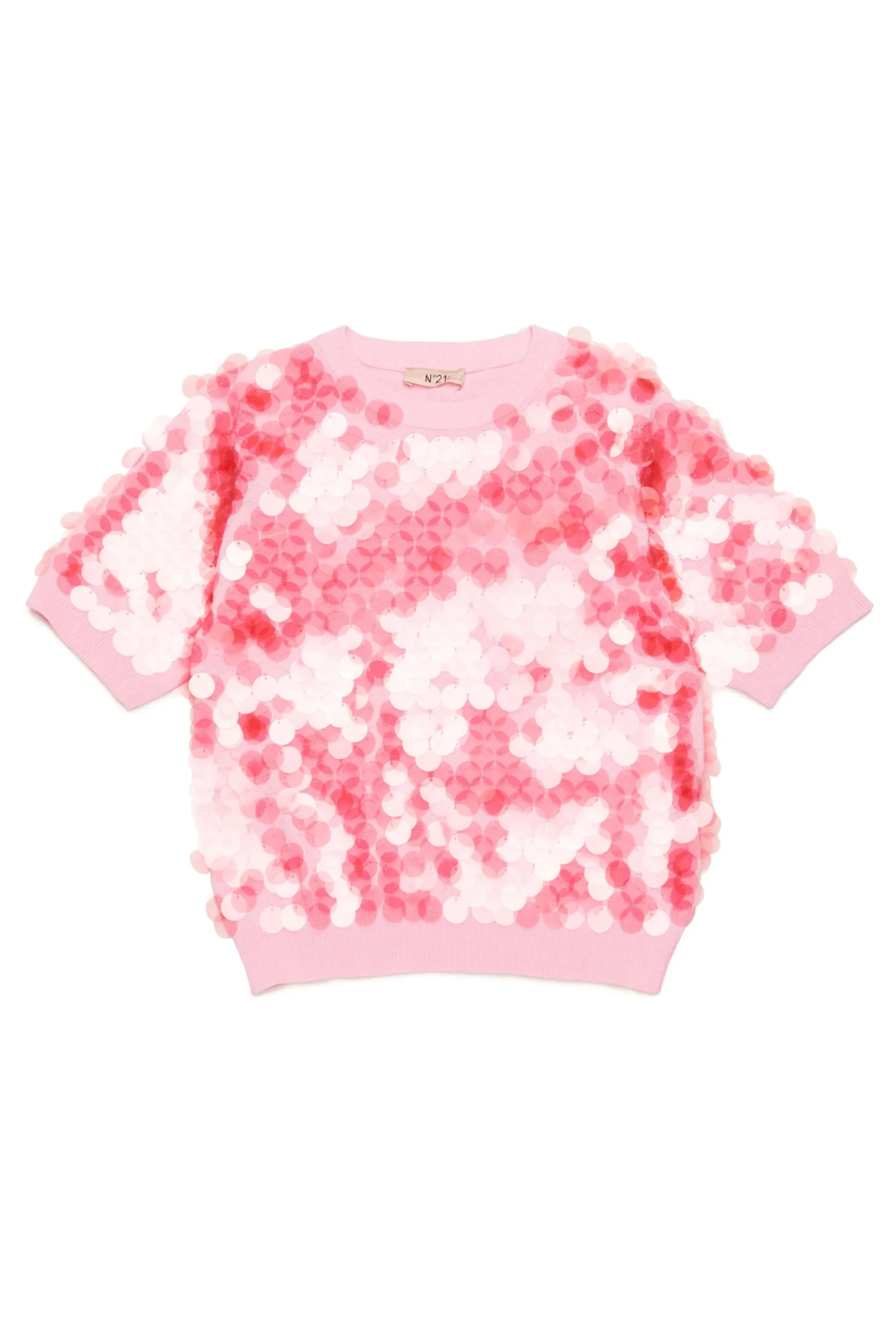Knitwear>N°21 Cotton knit with maxi sequins pink