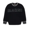 Knitwear | Logomania>MARNI Cotton pullover with Mended patch black
