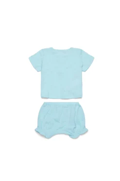 Newborn (0-12M)>MARNI Cotton suit branded with logo placid blue