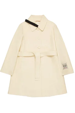 Jackets And Padded Jackets>N°21 Cotton trench jacket with bow creamy white