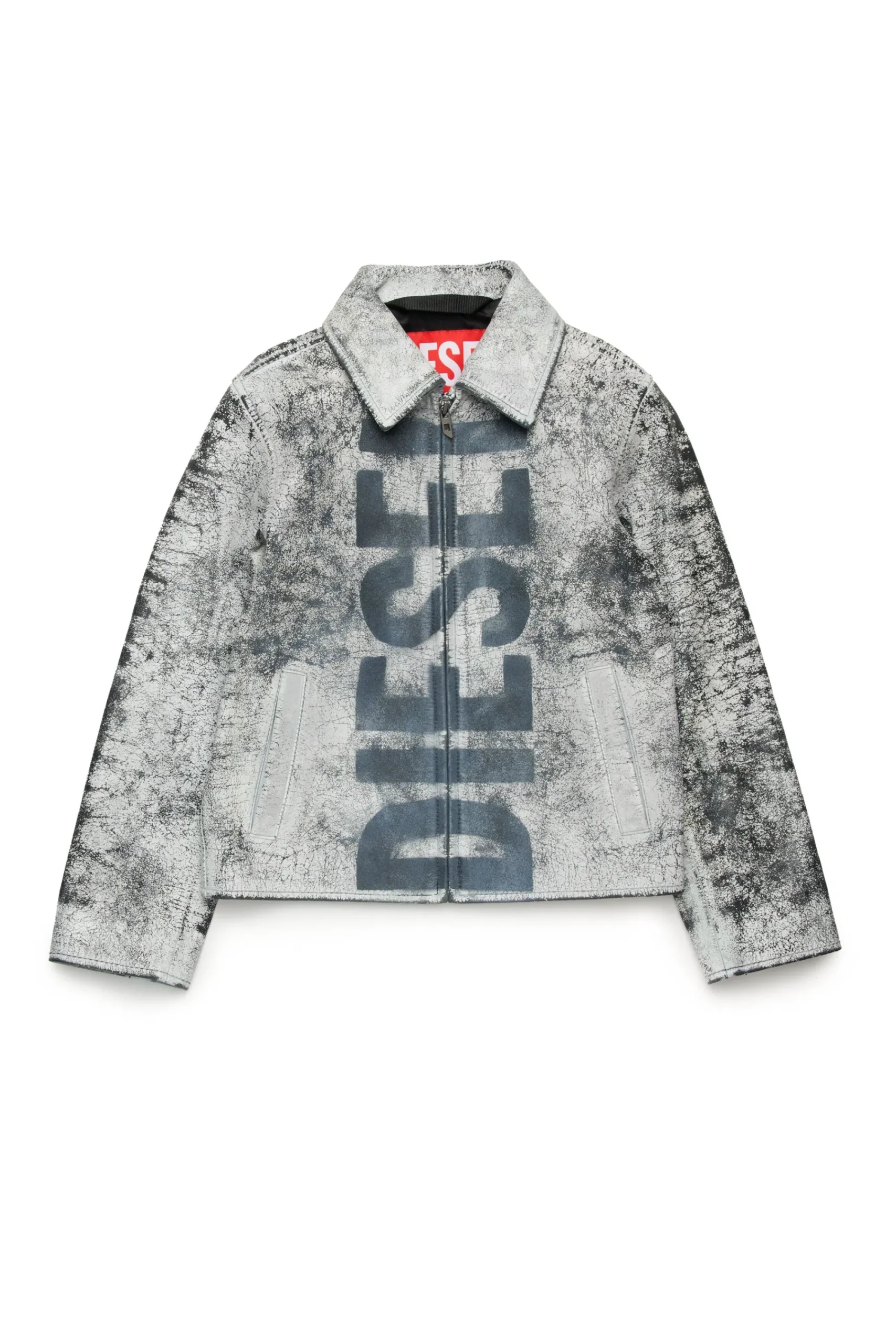 Logomania | Logomania>DIESEL Cracked-effect genuine leather jacket black