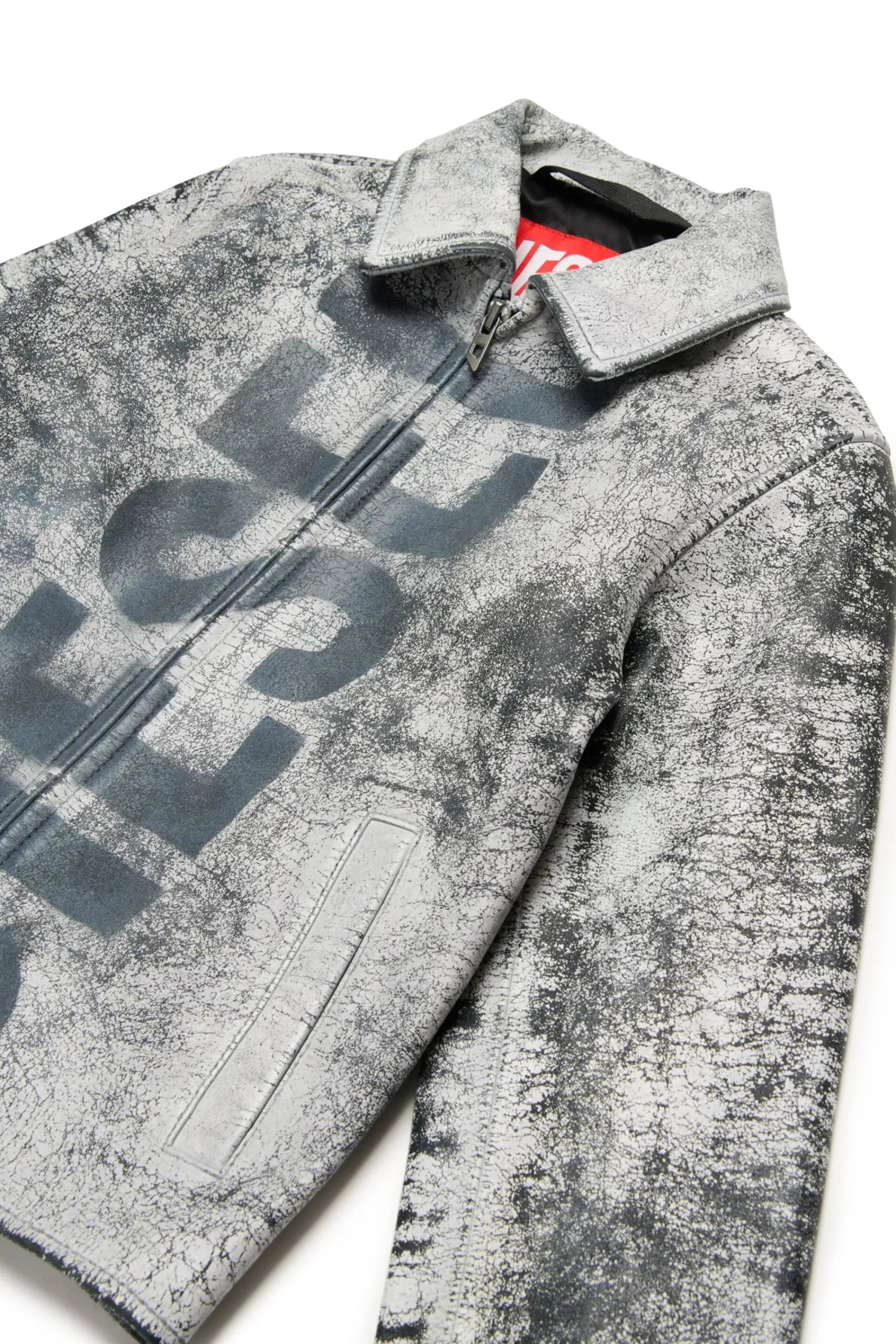 Logomania | Logomania>DIESEL Cracked-effect genuine leather jacket black