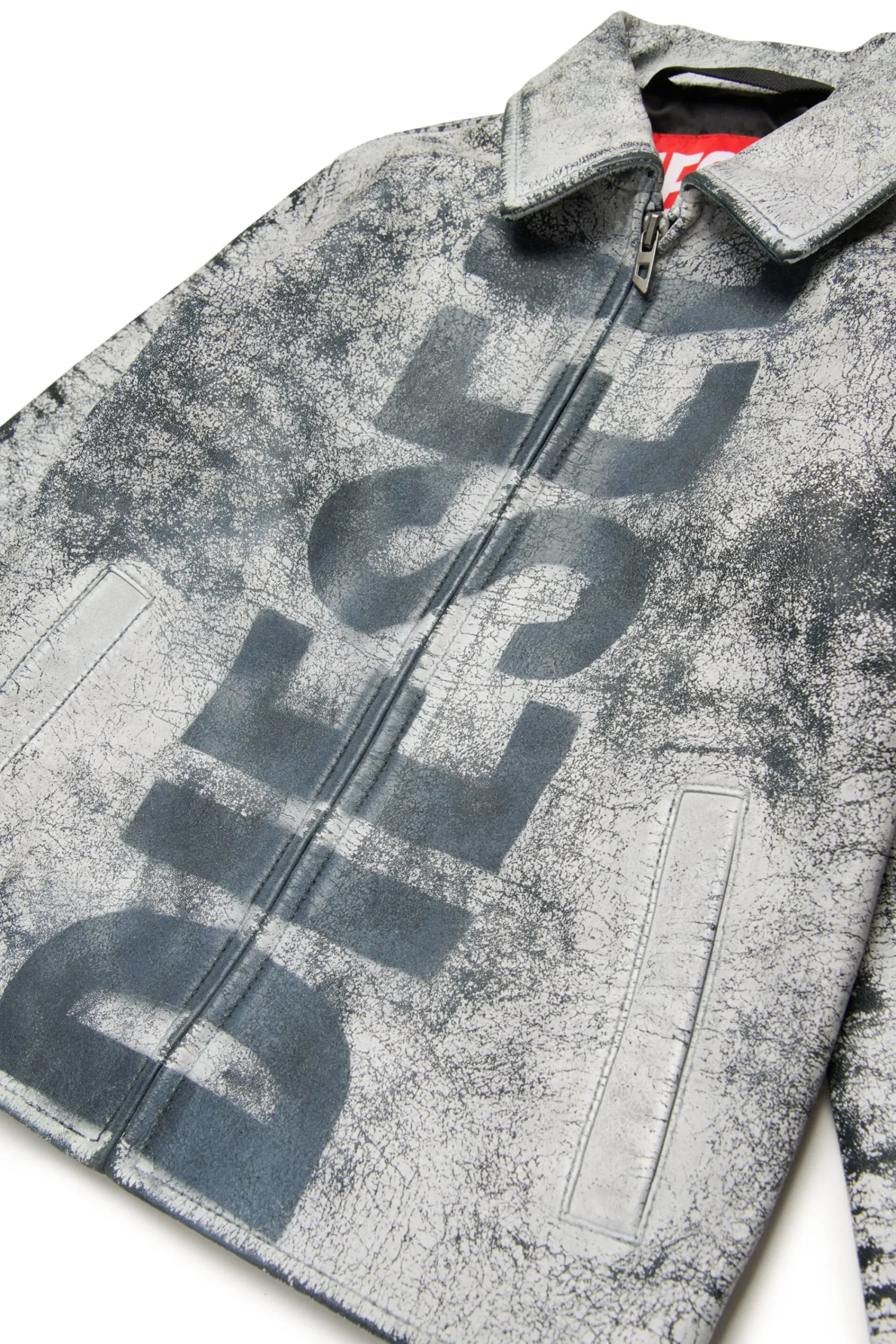 Logomania | Logomania>DIESEL Cracked-effect genuine leather jacket black