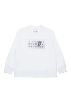 Sweatshirts | Logomania>MM6 MAISON MARGIELA Crew-neck sweatshirt branded with Numeric Logo Pixel white