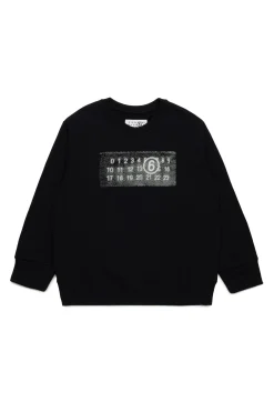 Sweatshirts | Logomania>MM6 MAISON MARGIELA Crew-neck sweatshirt branded with Numeric Logo Pixel black