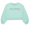 Sweatshirts | Logomania>MARNI Crew-neck sweatshirt branded with Holiday Logo placid blue