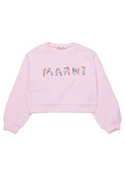 Sweatshirts | Logomania>MARNI Crew-neck sweatshirt branded with Holiday Logo light pink