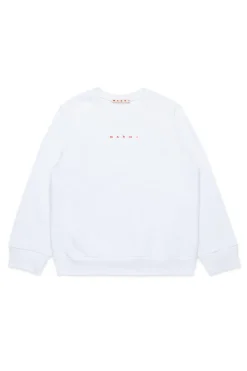Sweatshirts | Activewear>MARNI Crew-neck sweatshirt branded with logo white