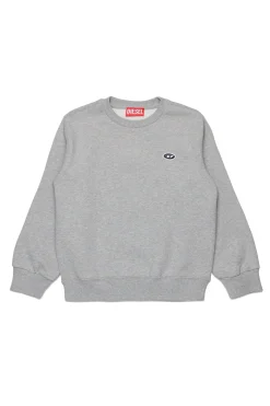 Sweatshirts>DIESEL Crew-neck sweatshirt with embroidered oval D logo grey melange